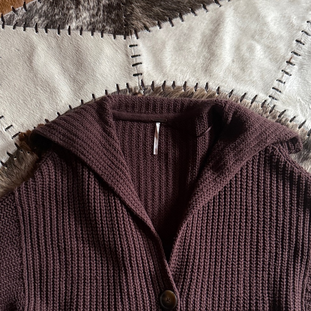Free People Dark Brown Hooded Cardigan - Picture 3 of 8